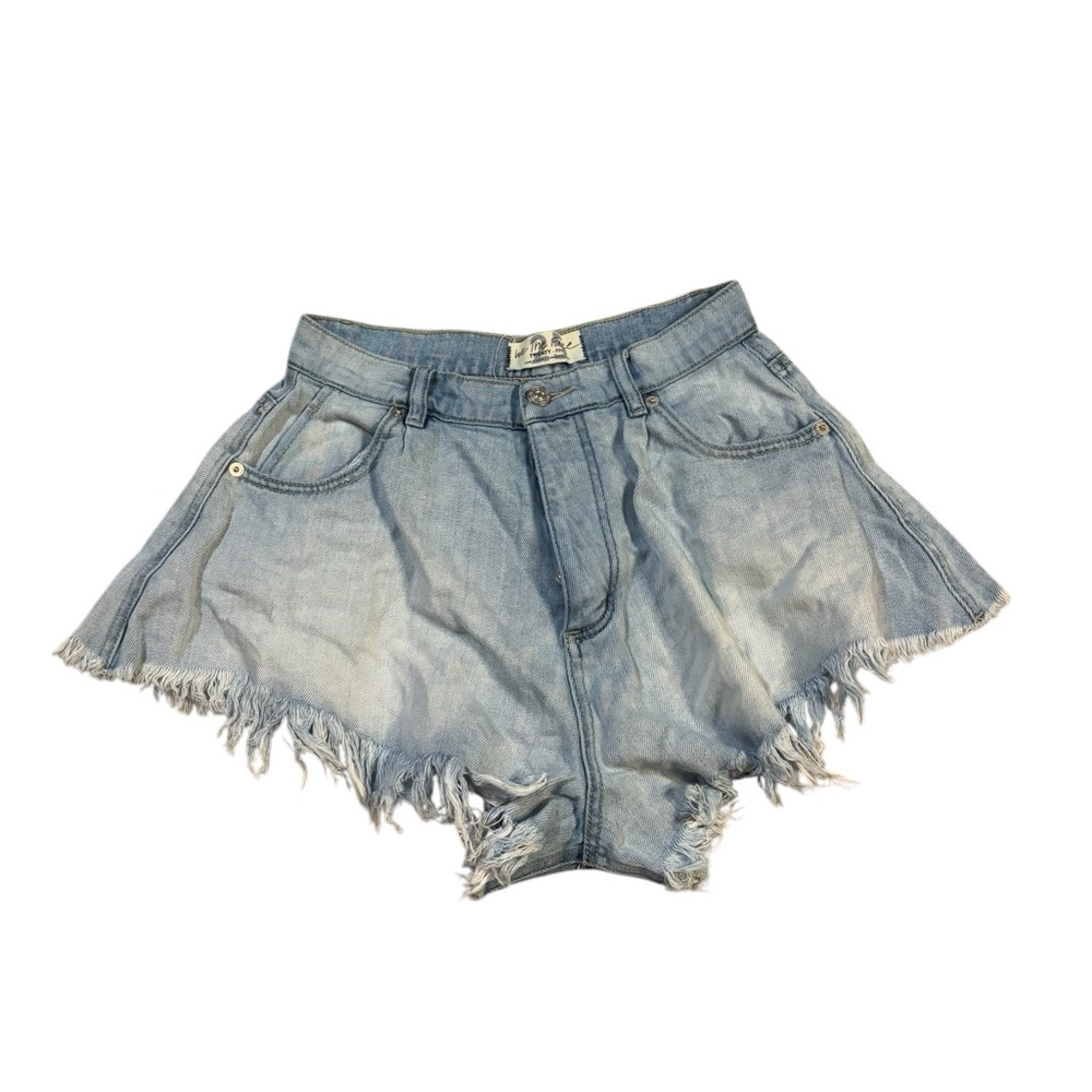 We The Free Distressed Blue Denim Shorts